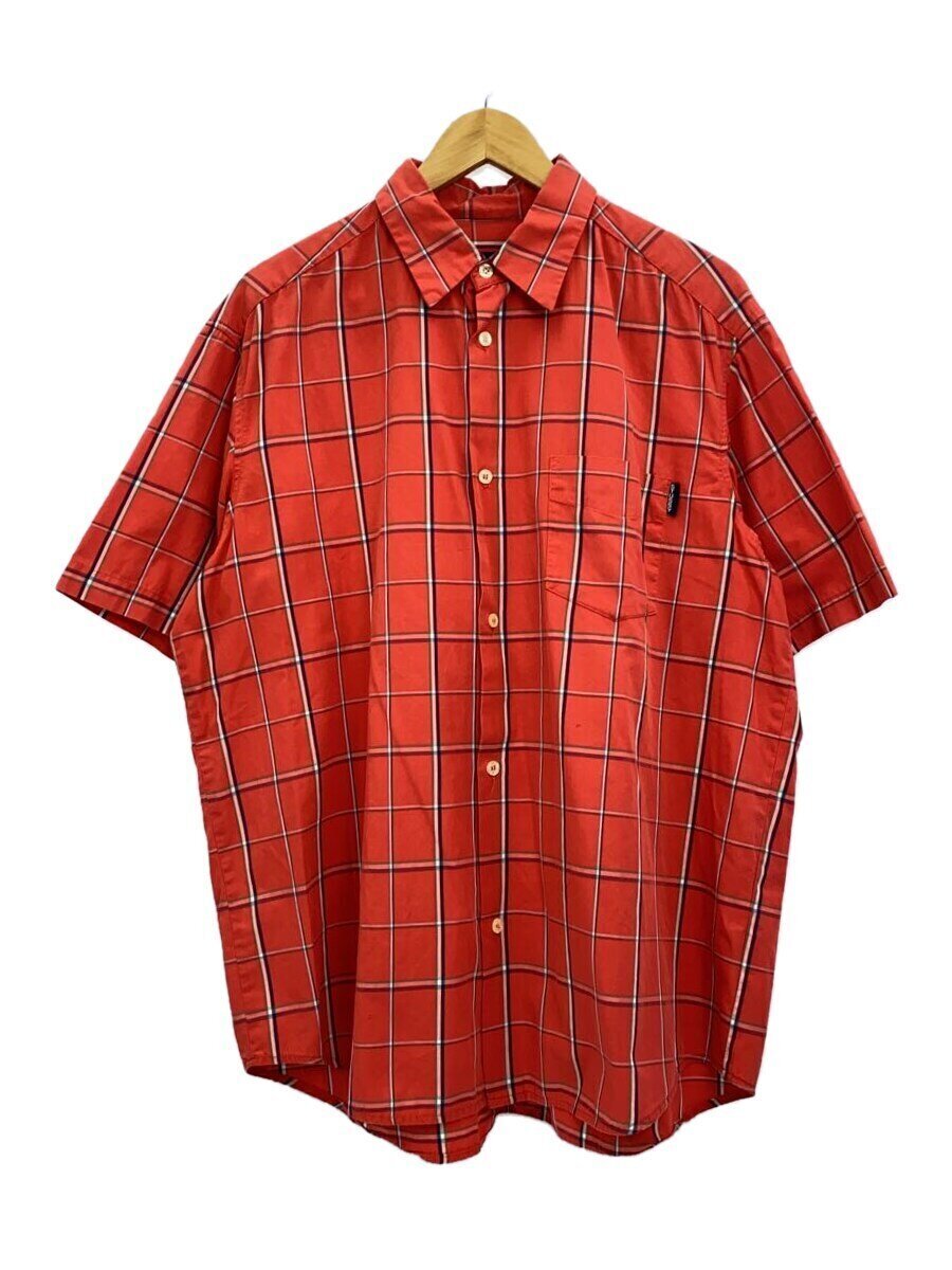 STUSSY◆00s/紺タグ/半袖シャツ/L/コットン/RED/チェック