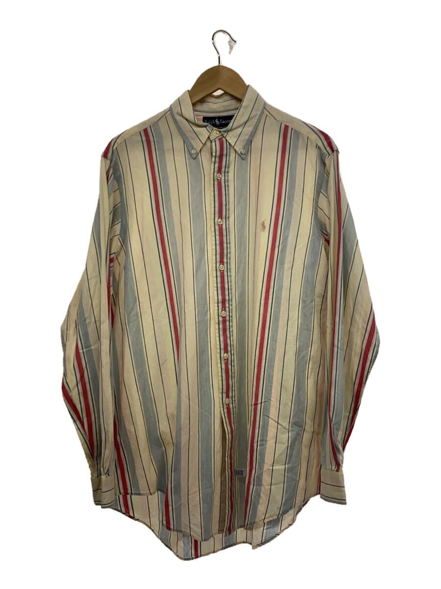 RALPH LAUREN◆長袖シャツ/L/コットン/BEG/ストライプ
