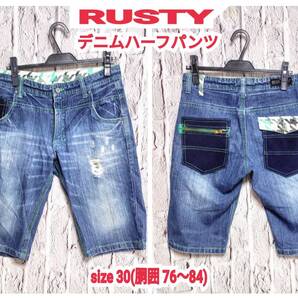 ★送料無料★ RUSTY デニムパンツ ラスティ ハーフパンツ メンズ デニムハーフパンツ Medium