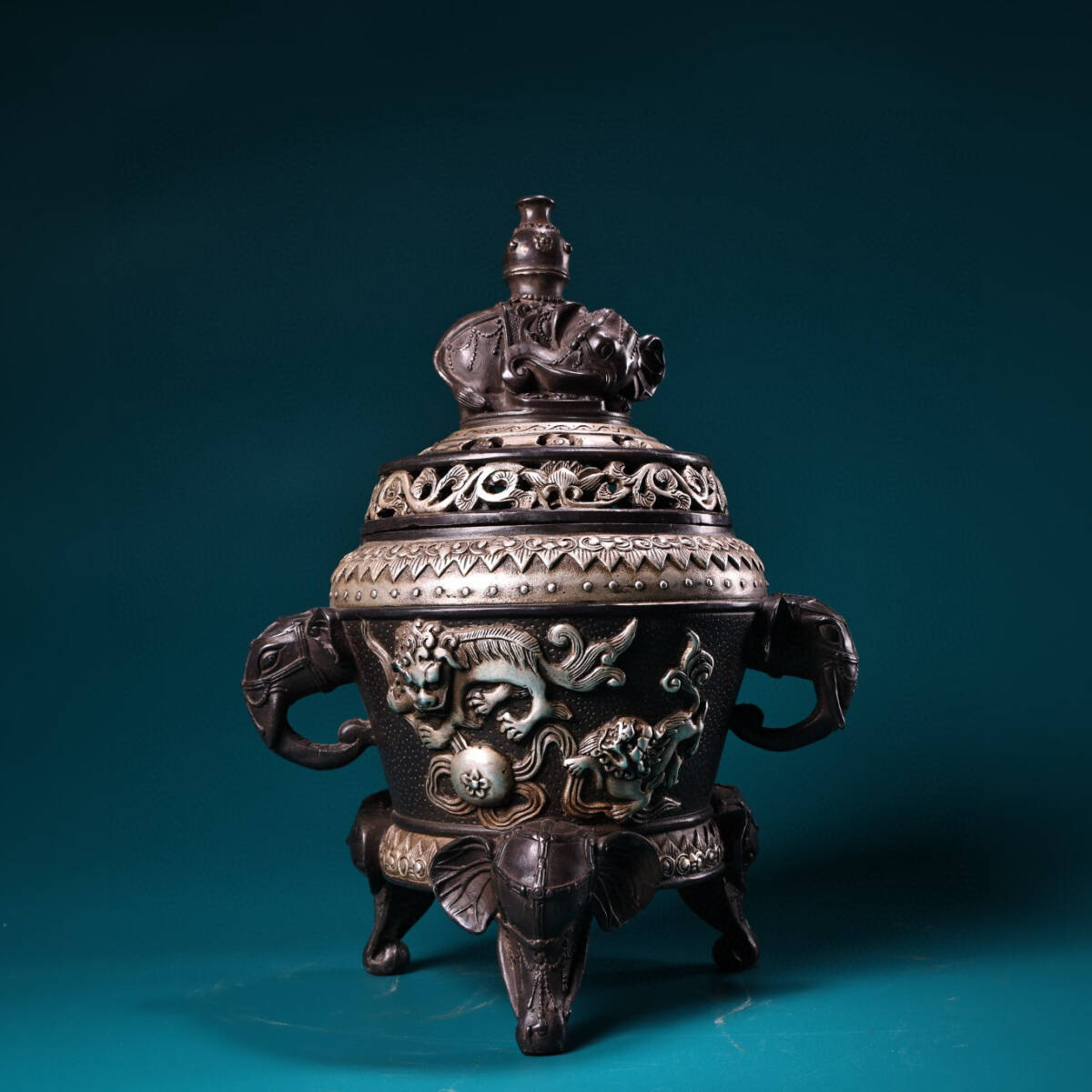 古寶奇蔵】銅製・雙龍耳・熏香炉・置物・賞物・中国時代美術 古寶奇蔵】銅製・雙龍耳・熏香炉・置物・賞物・中国時代美術