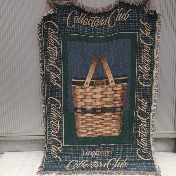 【90s/USA製】美品/ロンガバーガーLongaberger Collectors Club/ヴィンテージ/雑貨/大判/バスケット柄/ラグマット/カーペット/マルチカバー