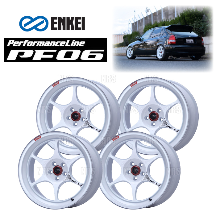ENKEI エンケイ PF06 (M/W マシニングホワイト/フロントフェイス) 8.0J x 18インチ +45 PCD114.3 5穴 4本セット (PF06-E006-MWH-4S