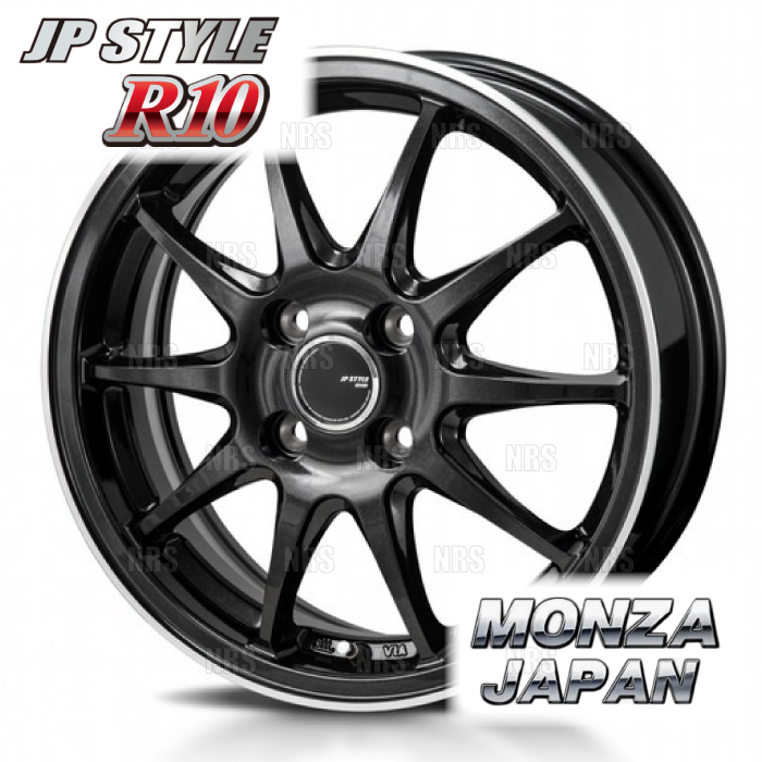 MONZA モンツァ JP STYLE R10 (2本セット) 6.5J x 16 インセット+48 PCD100 5穴 パールブラック/FCポリッシュ (R10-651648-100-2S