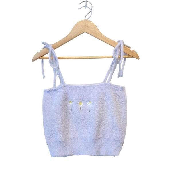 【SHEIN】シーイン フェイクファーリボンショルダーストラップキャミソール ビスチェ