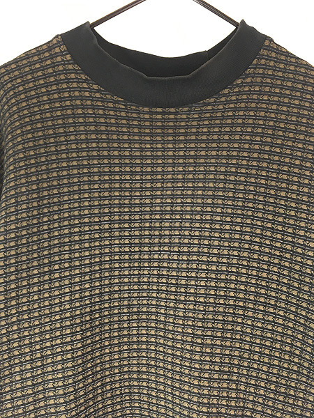 古着 90s USA製 PERRY ELLIS ダーク チェック ワッフル コットン ハイネック カットソー 長袖 Tシャツ L 古着 90s USA製 PERRY ELLIS ダーク チェック ワッフル コットン ハイネック カットソー 長袖 Tシャツ L