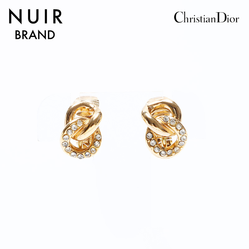 クリスチャンディオール Christian Dior イヤリング ヴィンテージ ラインストーン ゴールド