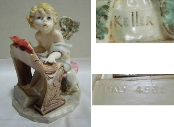 人形 ピアノを弾く天使 KEllER ITALY イタリア 工芸品 置物 飾り物 オブジェ レトロ