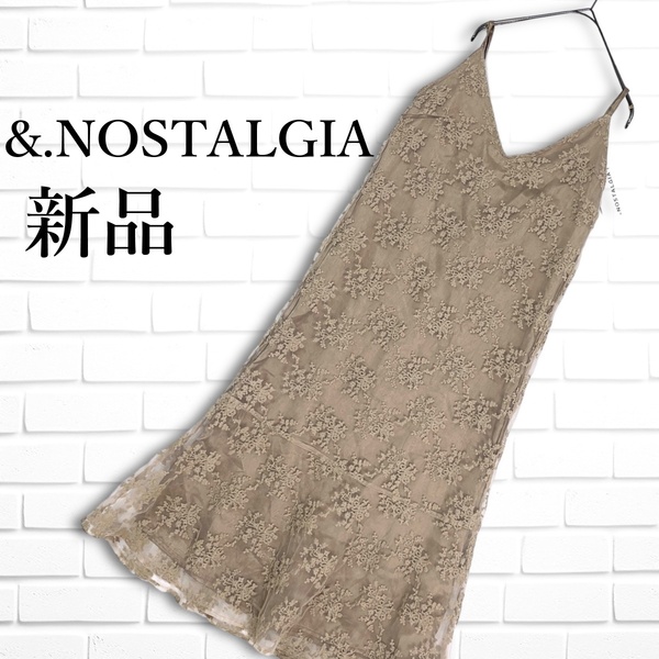 ◆新品 タグ付き◆ &.NOSTALGIA アンドドット ノスタルジア フラワー 花柄 刺繍 ノースリーブ ロング ワンピース レディース M 2294H