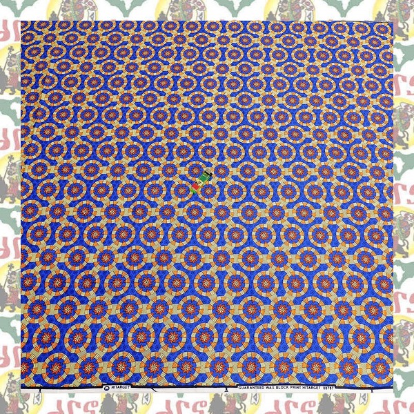 【SALE/90cm x 110cm/1ヤード】アフリカンプリント生地 barg-q49 アフリカ布 アフリカ生地 ゴールドプリント アンカラ キテンゲ パーニュ