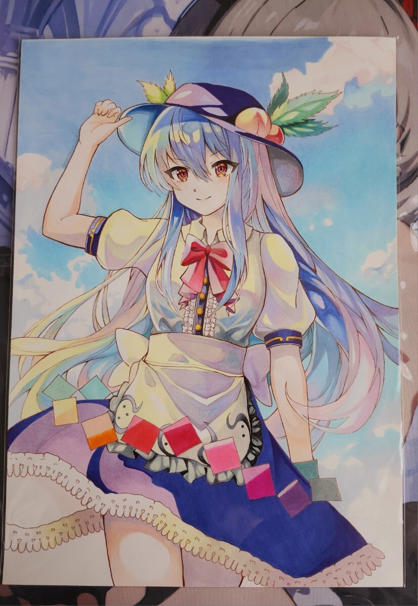 東方Project◇比那名居天子◇手描きイラスト◇中色紙◇同人