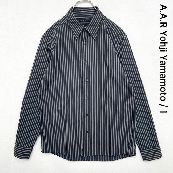 美品 A.A.R ヨウジヤマモト 長袖コットンシャツ ストライプ 90s 1サイズ グレー系 Yohji Yamamoto