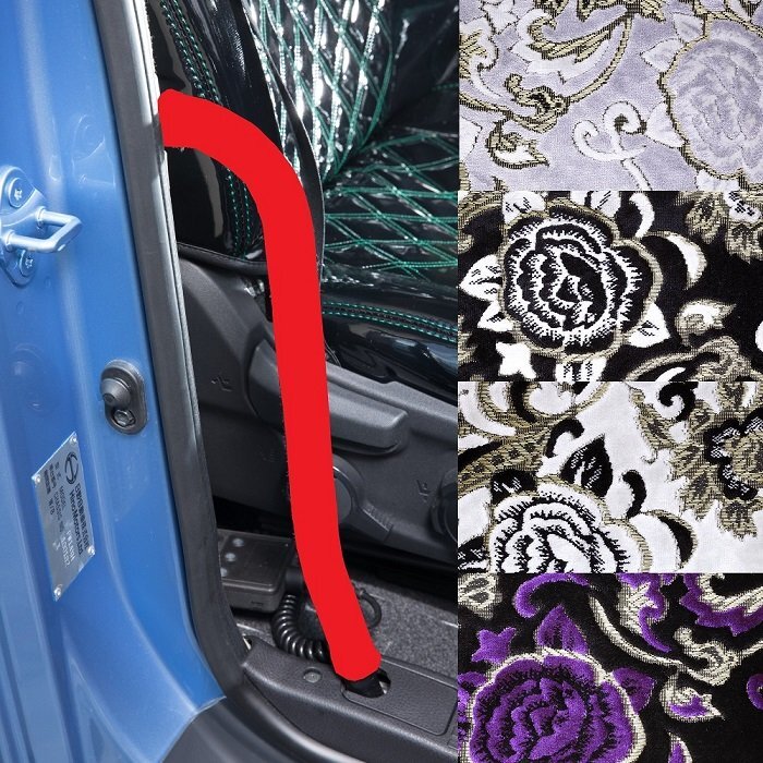 トラック用品 内装 金華山 モンブランローズ アシストグリップカバー 17スーパーグレート H29/05~ Rセット ブラック【送料800円】