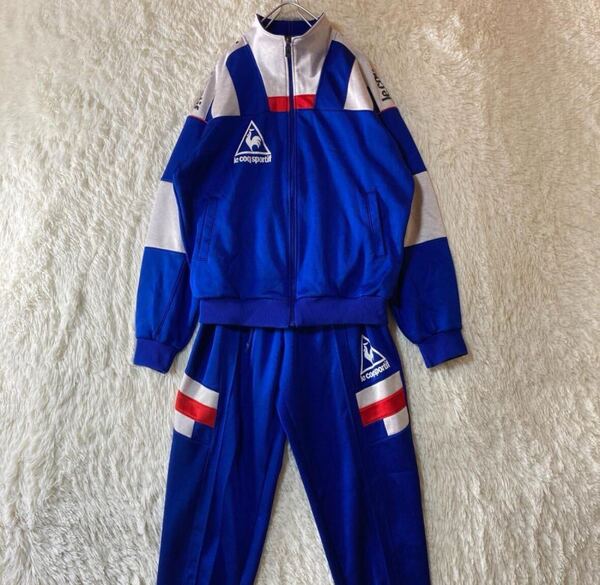 【アパレル】☆美品☆ ルコックスポルティフ セットアップ ジャージ 上下 トラックジャケット LL XL ブルー 日本製 ビンテージ メンズ