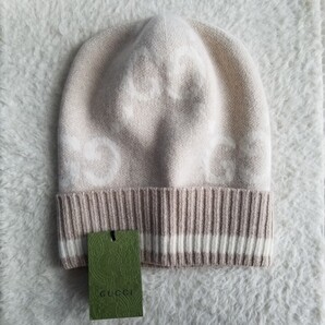 新品 GUCCI グッチ GG カシミア ジャガード ニット キャップ 帽子 キャメル&ホワイト 765053 3GAMK 9877