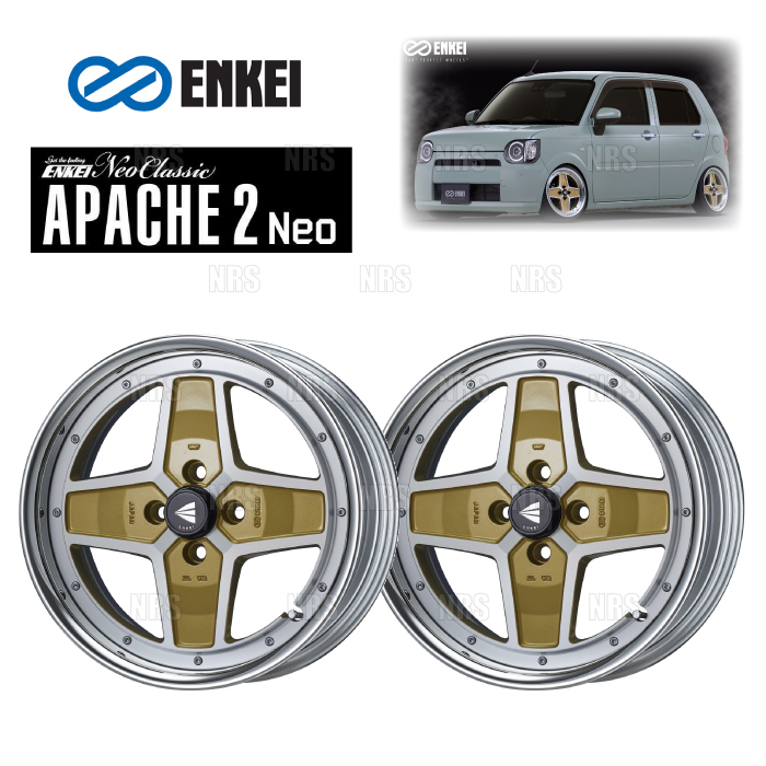 ENKEI エンケイ APACHE2 Neo (ローディスク/マシニングゴールド) 8.5J x 17インチ +15 PCD100 4穴 2本セット (APA2NEO-L-D036-G-2S