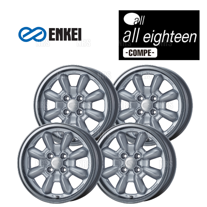 ENKEI エンケイ all eighteen COMPE (M/S マシニング シルバー) 6.0J x 15インチ +38 PCD100 4穴 4本セット (EIGHTEEN-B001-MS-4S