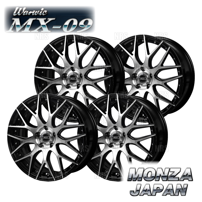 MONZA モンツァ WARWIC MX-09 (4本セット) 8.0J x 19 インセット+35 PCD114.3 5穴 ブラック/ポリッシュ (MX09-801935-BP-4S