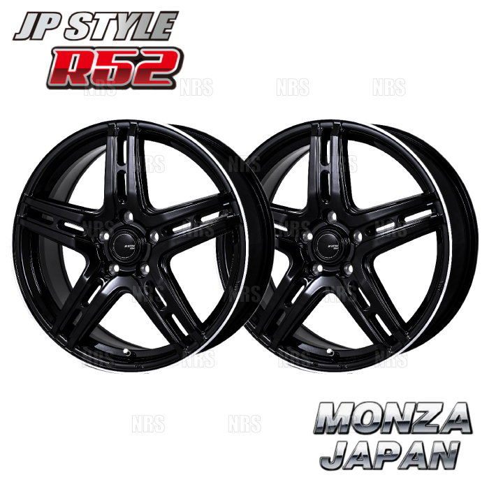 MONZA モンツァ JP STYLE R52 (2本セット) 5.5J x 15 インセット+43 PCD100 4穴 パールブラック/Fカットポリッシュ (R52-551543-BP-2S
