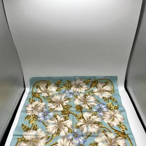 【中古】CELINE セリーヌ ハンカチ バンダナ ライトブルー系 花柄 ハイビスカス ロープ柄【送料無料/匿名配送】