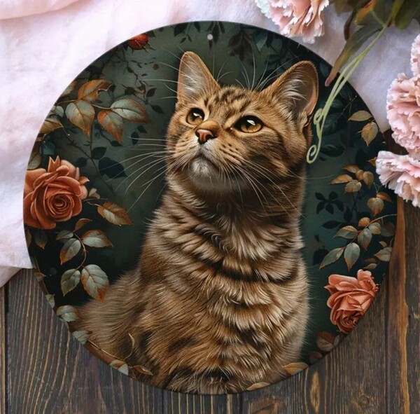 猫の壁飾り メタルウォールアート 茶トラD 猫の雑貨 HANAKO