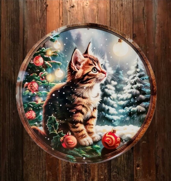 猫の壁飾り メタルウォールアート クリスマスC 猫の雑貨 HANAKO