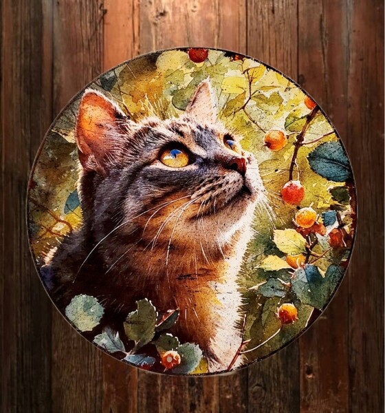猫の壁飾り メタルウォールアート キジ猫M 猫の雑貨 HANAKO