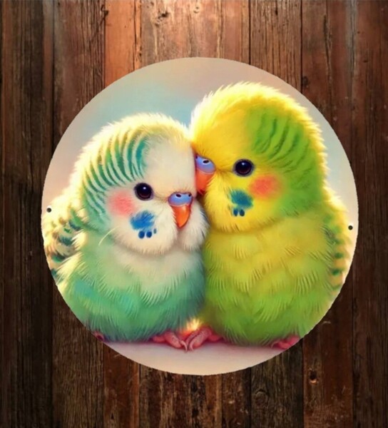 鳥の壁飾り メタルウォールアート セキセイインコ ペア ガーデンオブジェ HANAKO