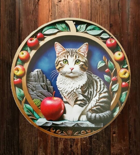 猫の壁飾り メタルウォールアート サバトラB 猫の雑貨 HANAKO