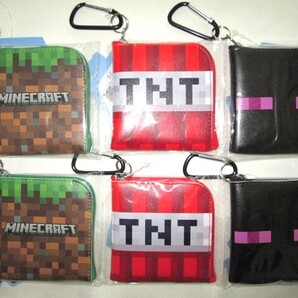 ★新品 2021年 Minecraft マインクラフト マイクラ L字ポーチ 草ブロック TNT火薬 エンダーマン カラビナ付き ミニポーチ 小物入れ 6点★