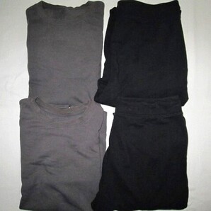 ★古着 2023年 GU ジーユー MEN ストレッチソフトラウンジセット(長袖&ロングパンツ) L 07.GRAY グレー×黒 ストレッチ 部屋着 パジャマ★