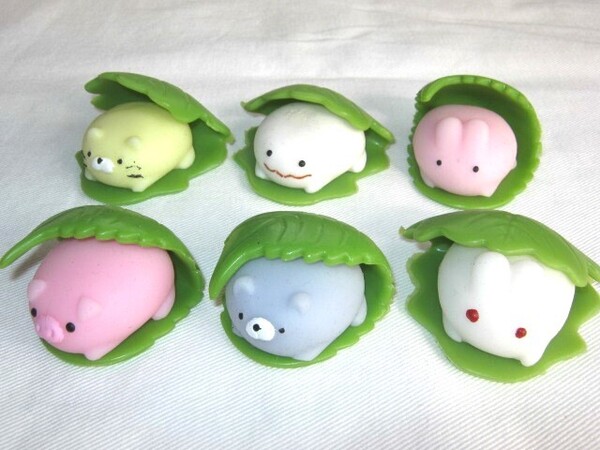 ★中古品 2018年 のび~る桜もち&柏もち 全6種 各200円 ガチャ 桜うさもち 柏おばけもち 柏くまもち 桜ぶたもち 柏うさもち 柏ねこもち★