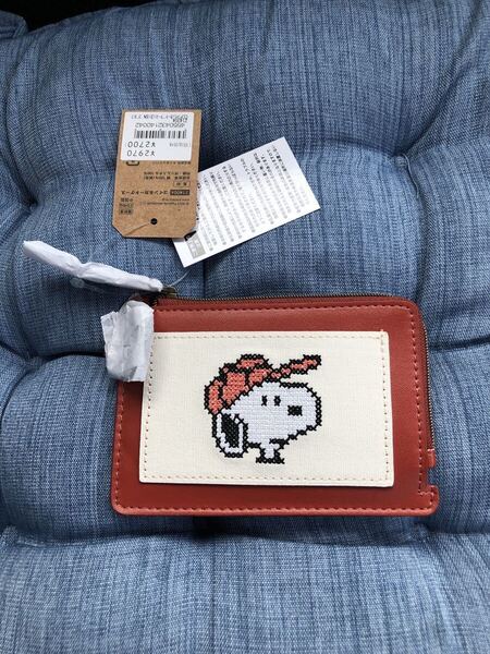 タグ付き スヌーピー ゴルフプレイヤー コイン&カードケース クロスステッチ
