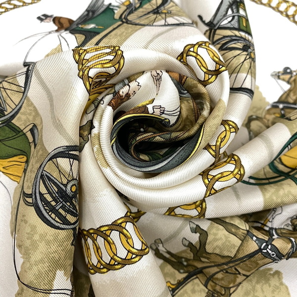 HERMES/エルメス カレ90 LA PROMENADE DE LONGCHAMPS ロンシャンへの散歩 シルク スカーフ ブルー ユニセックス ブランド