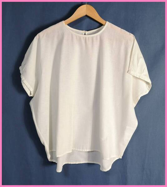 BLS‐486‐4単☆夏☆新品☆送料込み☆即決☆ナチュラル系☆綿麻混☆ブラウス☆M~Lサイズ☆オフホワイト☆ゆったり