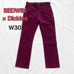 BEDWIN × Dickiesのおしゃれなボルドー 細畝コーデュロイのスラックス