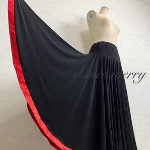 ★送料無料★【MERRY】 新品 パソドブレ スカート 黒 赤 パソ 9119 フラメンコ タンゴ レッスン パーティ 衣装 スタンダード クイック