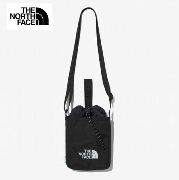 新品未使用 THE NORTH FACE ノースフェイス シンプル ストリングバッグ ショルダー 斜め掛け ポーチ スマホ収納ブラック 海外限定