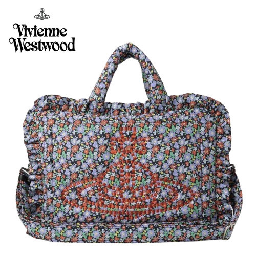 ○★新品未使用 Vivienne Westwood (ヴィヴィアンウエストウッド) フリルアイダーダウン ボストンバッグ S ブルー★○