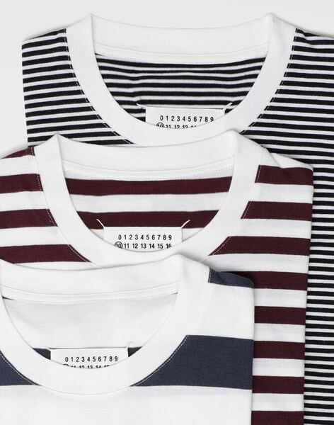M 新品 メゾンマルジェラ ボーダー パックT ステレオタイプ 3パック Tシャツ STEREOTYPE 3PACK 3枚 セット MaisonMargiela パック 黒 紺