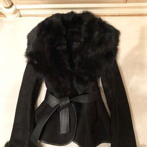 羊革ラムレザーリアルムートンファーコート美品豪華リアルムートン美品希少ショールカラー