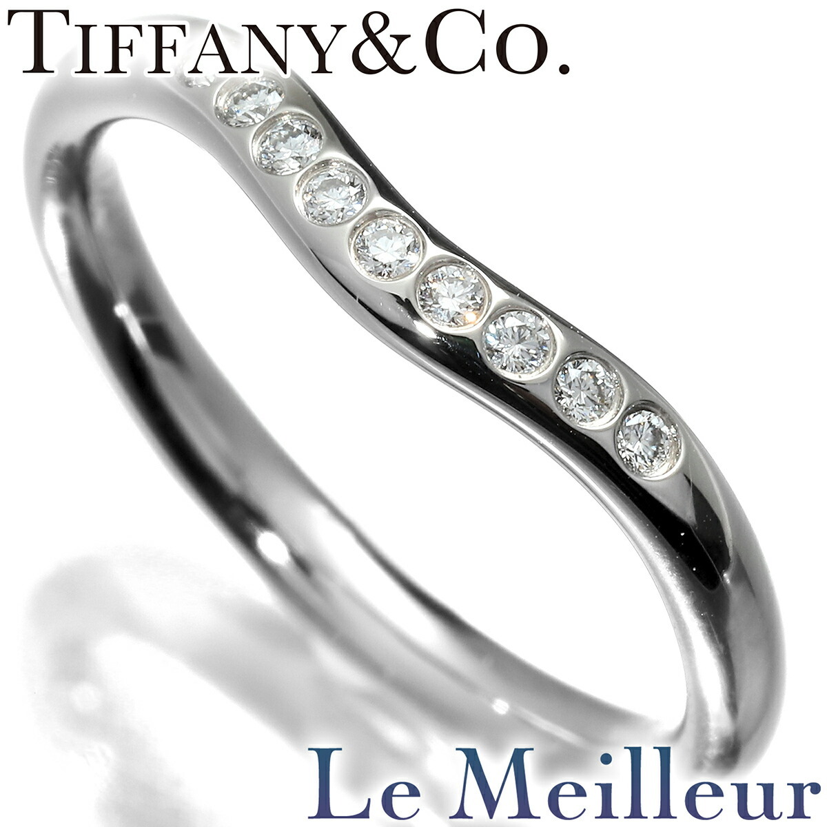 ティファニー エルサ・ペレッティ カーブド バンドリング 9P 指輪 ダイヤモンド Pt950 8号 TIFFANY&Co. 中古 プレラブド 返品OK