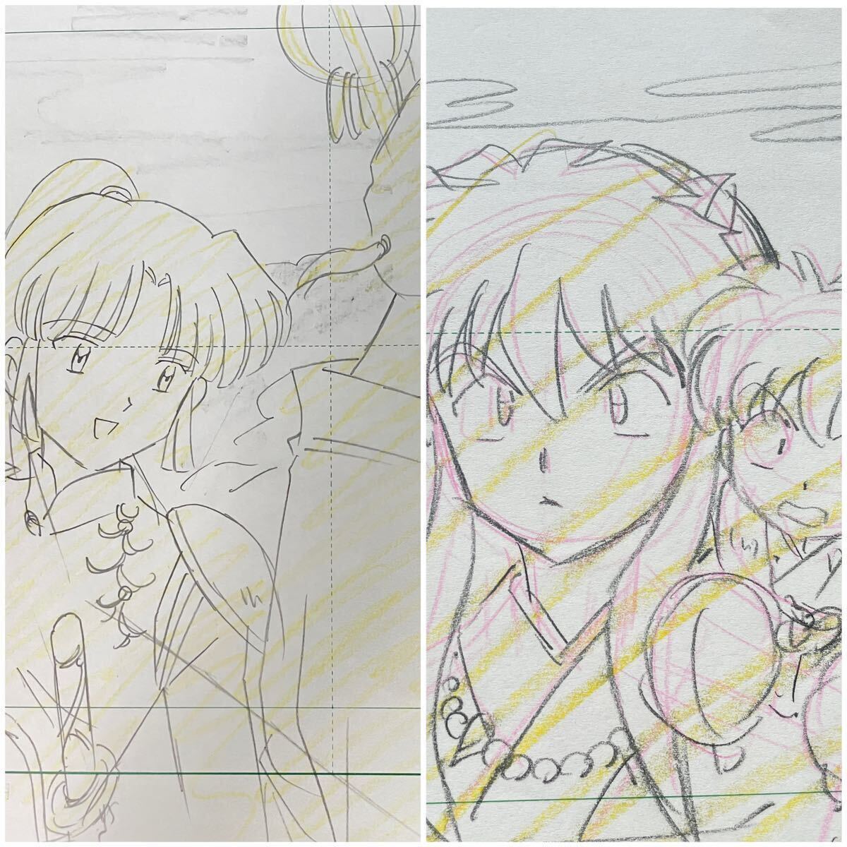 犬夜叉 珊瑚 原画3枚と修正画3枚