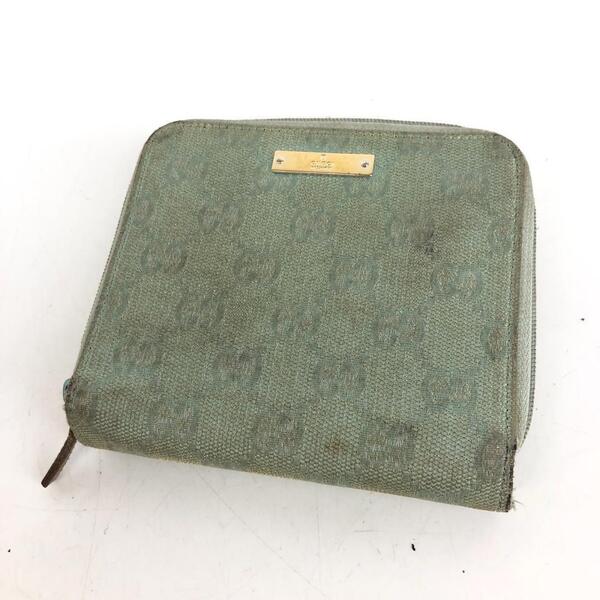 GUCCI グッチ GGキャンバス 二つ折り財布 ミントグリーン ブランド カードケース お札入れ 小銭入れ コインケース レディース メンズ 小物