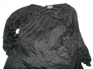 Новый немедленный JILLSTUART Черный Джилл Стюарт Сделано в Японии Седьмой рукав ML Свободный Фрилл Рукав Con Стыковка Вырезать и сшить Бренд Неиспользованные Отправлено 430 Коронация