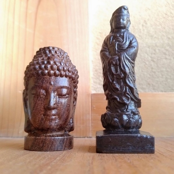 釈迦如来 木彫り置物 仏像 お守り 仏教 2種類セット