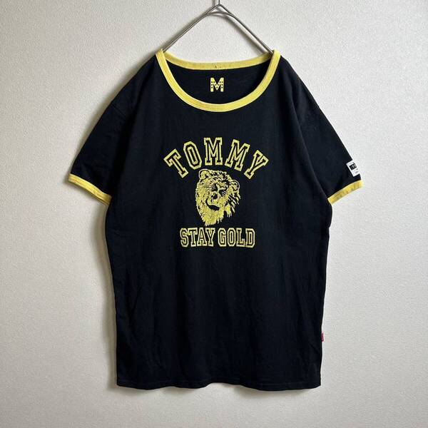 トミー リンガーTシャツ Mサイズ 半袖 アニマル センターロゴ ブラック黒黄色 Tommy