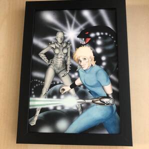 kj ★額装品★ コブラ 寺沢武一 レディ 貴重イラスト A5サイズ額入り ポスター風デザイン SF漫画 コミック 昭和レトロ 全巻 サイコガン