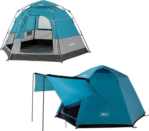 ワンタッチテント 4人用 組立て簡単 キャンプテント ドームテント ルーフフライ キャンプ 雨キャンプ 防水 暴風 防災用 2ドア