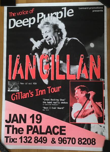 IAN GILLAN GILLAN'S INN TOUR AUSTRALIA POSTER GROW IN THE DARK 2006年メルボルンコンサート DEEP PURPLE