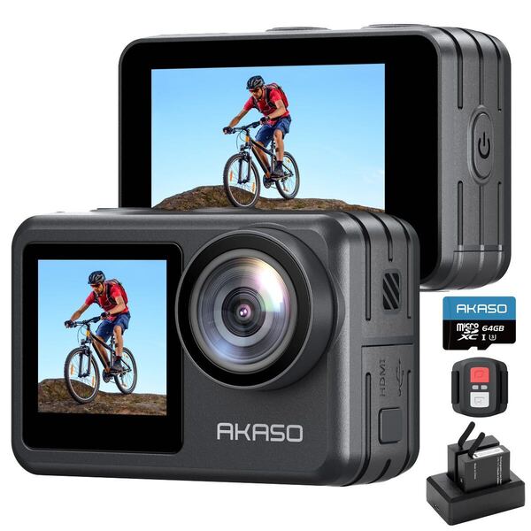 AKASO. Brave 7 LE アクションカメラ 4K ウェアラブルカメラ 20MP 64GBメモリカード付き IPX7 40M防水